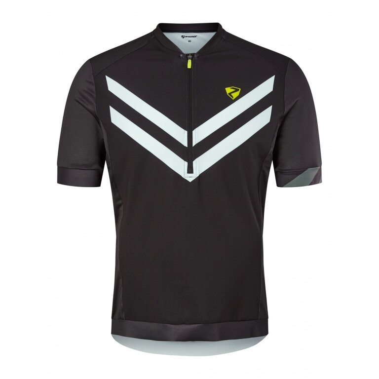 Ziener Fahrrad-Tshirt Nelis (Front-Reißverschluss, dreier Rückentasche, Mesheinsätze, schnelltrocknend) schwarz Herren