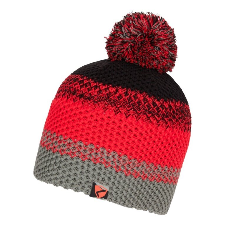 Ziener Strickmütze Ishi (warm, Fleece Futter, reflektierende Elemente) rot/grau Kinder