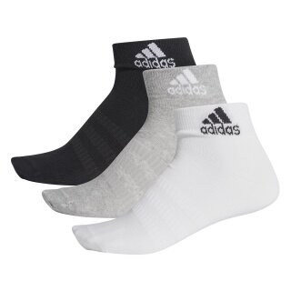 adidas Sportsocken Ankle Light - dünnes und leichtes Material - schwarz/weiss/grau - 3 Paar
