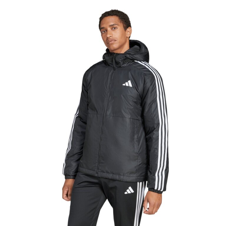 adidas Winter-Isolationsjacke Essentials 3-Streifen Insulated Hooded (wasserabweisend) schwarz Herren