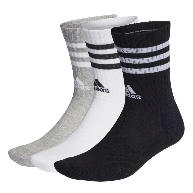 adidas Sportsocken Crew 3-Streifen Cushioned #23 grau/weiss/schwarz - 3 Paar  online bestellen
