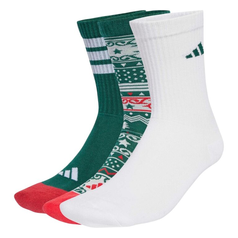 adidas Sportsocken Christmas Graphic Crew (Baumwollmix) weiss/grün - 3 Paar