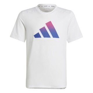adidas Trainings-Tshirt Train Icons Aeroready Logo weiss/blau Jungen