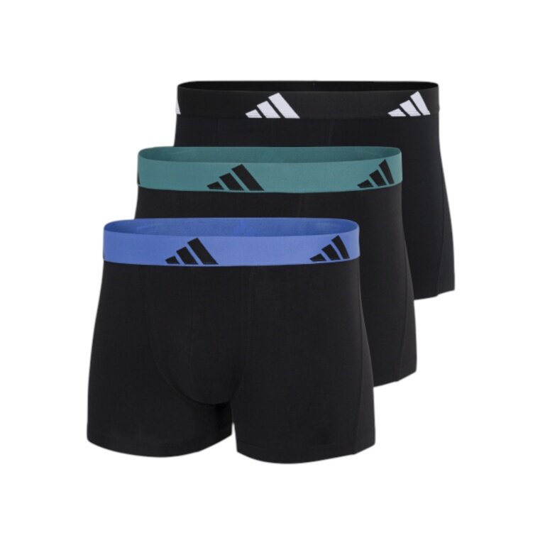 adidas Unterwäsche Boxershorts Trunk Active Flex Cotton schwarz/grün/blau Herren - 3 Stück