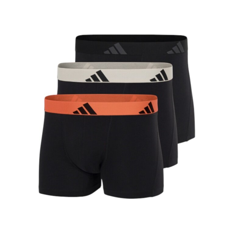 adidas Unterwäsche Boxershorts Trunk Active Flex Cotton schwarz/orange/grau Herren - 3 Stück