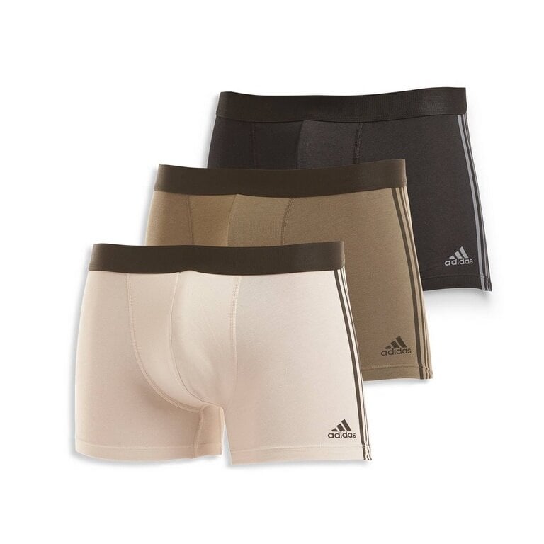 adidas Unterwäsche Boxershorts Trunk Cotton 3-Streifen schwarz/grün/beige - 3 Stück