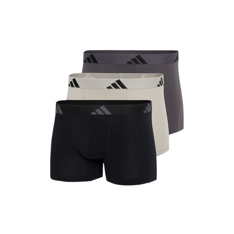 adidas Unterwäsche Boxershorts Trunk Active Flex Cotton schwarz/beige/grau Herren - 3 Stück