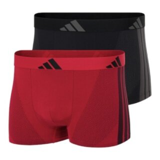 adidas Unterwäsche Boxershorts Trunk Active Micro Stretch Seamless - schwarz/rot - 2 Stück