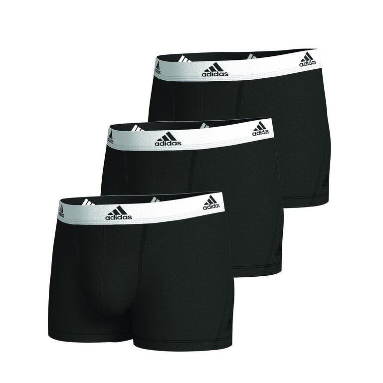 adidas Unterwäsche Boxershorts Trunk Cotton schwarz/weiss - 3 Stück
