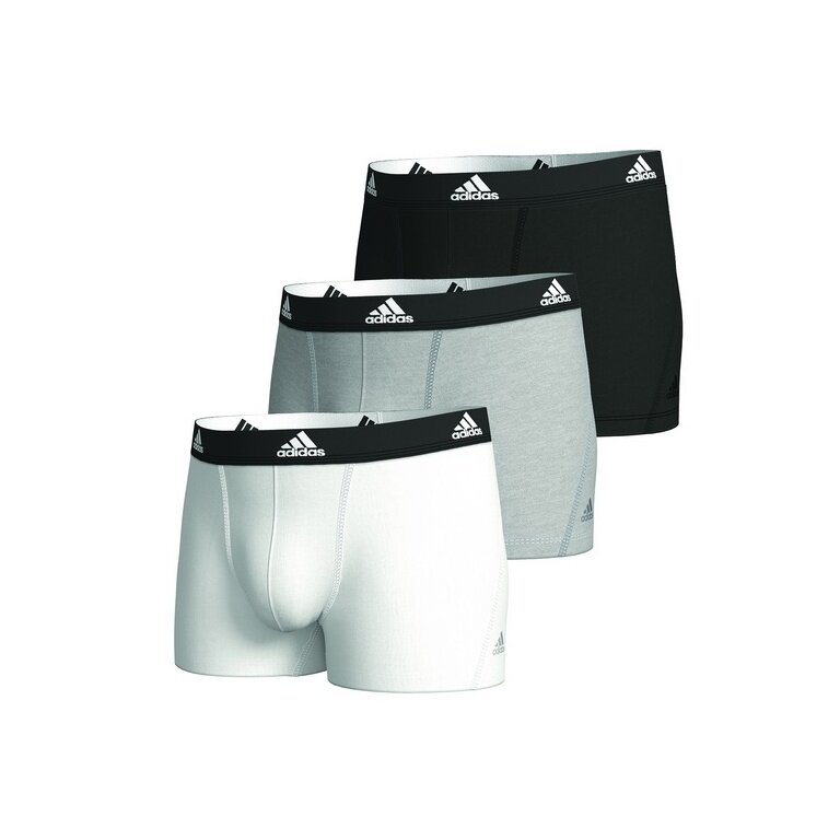 adidas Unterwäsche Boxershorts Trunk Cotton grau/weiss/schwarz - 3 Stück