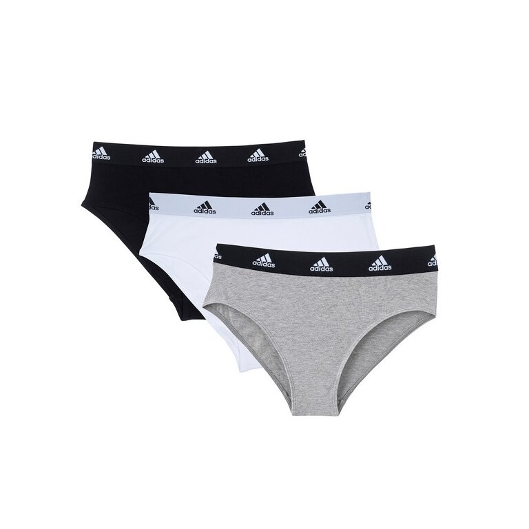 adidas Unterwäsche Slip Bikini (95% Baumwolle) weiss/grau/schwarz Damen - 3 Stück