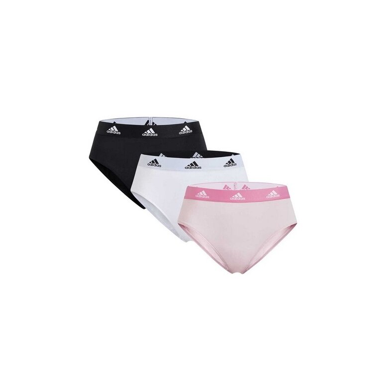 adidas Unterwäsche Slip Bikini (95% Baumwolle) pink/weiss/schwarz Damen - 3 Stück