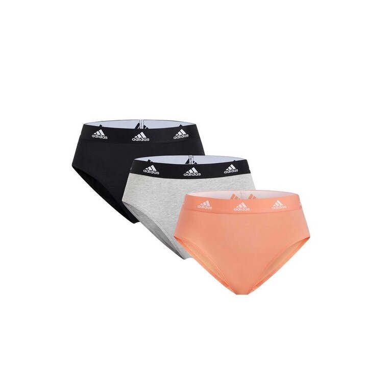 adidas Unterwäsche Slip Bikini (95% Baumwolle) orange/grau/schwarz Damen - 3 Stück