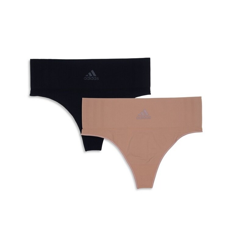 adidas Unterwäsche Slip Thong (perfekte Passform) beige/schwarz Damen - 2 Stück