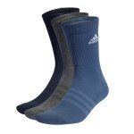 adidas Sportsocken Crew Cushioned (Fußgewölbeunterstützung, durchgehend gepolstert) blau/grau - 3 Paar