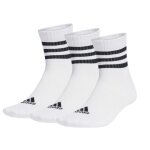 adidas Sportsocken 3-Streifen Cushioned Sportswear Mid-Cut (Baumwolle) weiss/schwarz - 3 Paar