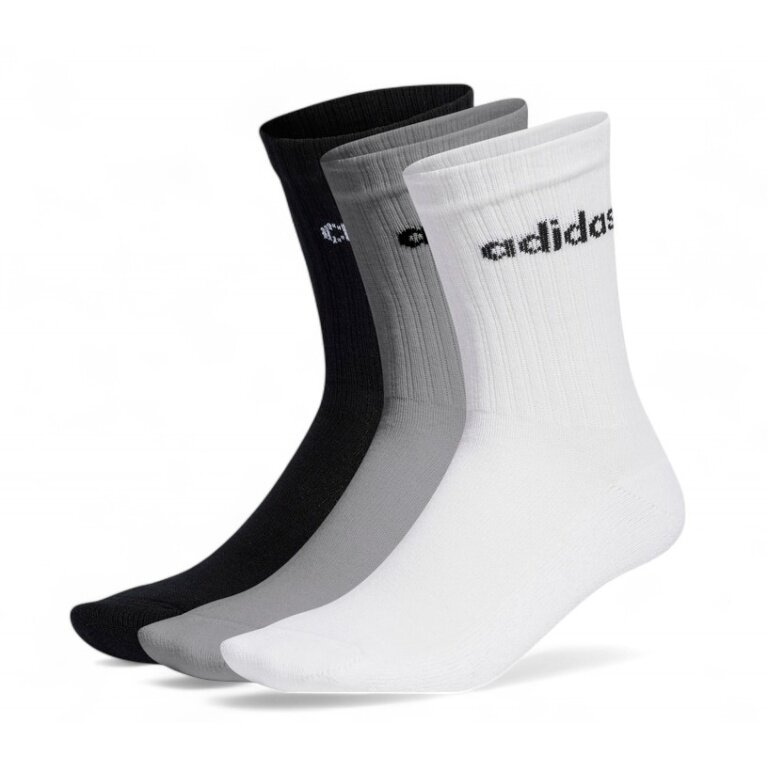 adidas Sportsocken Linear Crew Cushioned (Baumwolle) weiss/grau/schwarz - 3 Paar