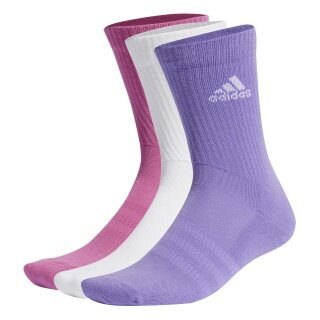 adidas Sportsocken Crew Cushion (Fußgewölbeunterstützung, durchgehend gepolstert) pink/violett/weiss - 3 Paar