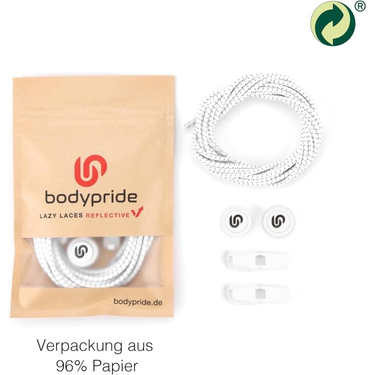 bodypride Schnürsenkel Rund/reflektierend weiss 120cm - 1 Paar