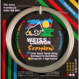 WeissCannon Tennissaite Scorpion (Haltbarkeit+Kontrolle) weiss 12m Set