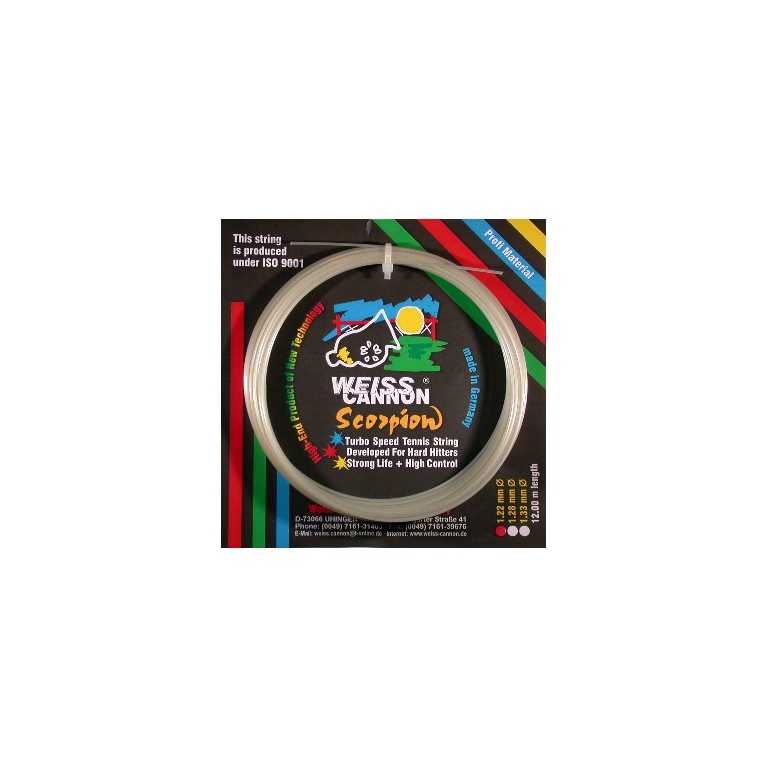 WeissCannon Tennissaite Scorpion (Haltbarkeit+Kontrolle) weiss 12m Set