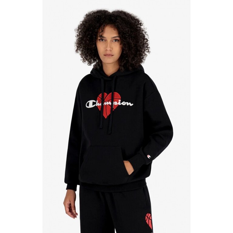 Champion Kapuzenpullover (Hoodie gefüttert) Logo mit Basketballherz-Print  schwarz Damen online bestellen