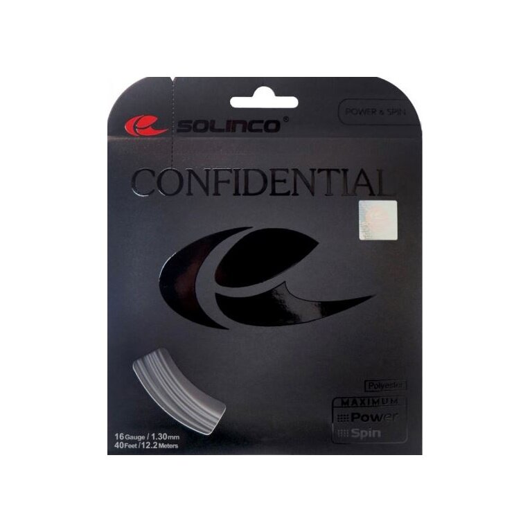 Solinco Tennissaite Confidential (Haltbarkeit+Spielgefühl) grau 12m Set