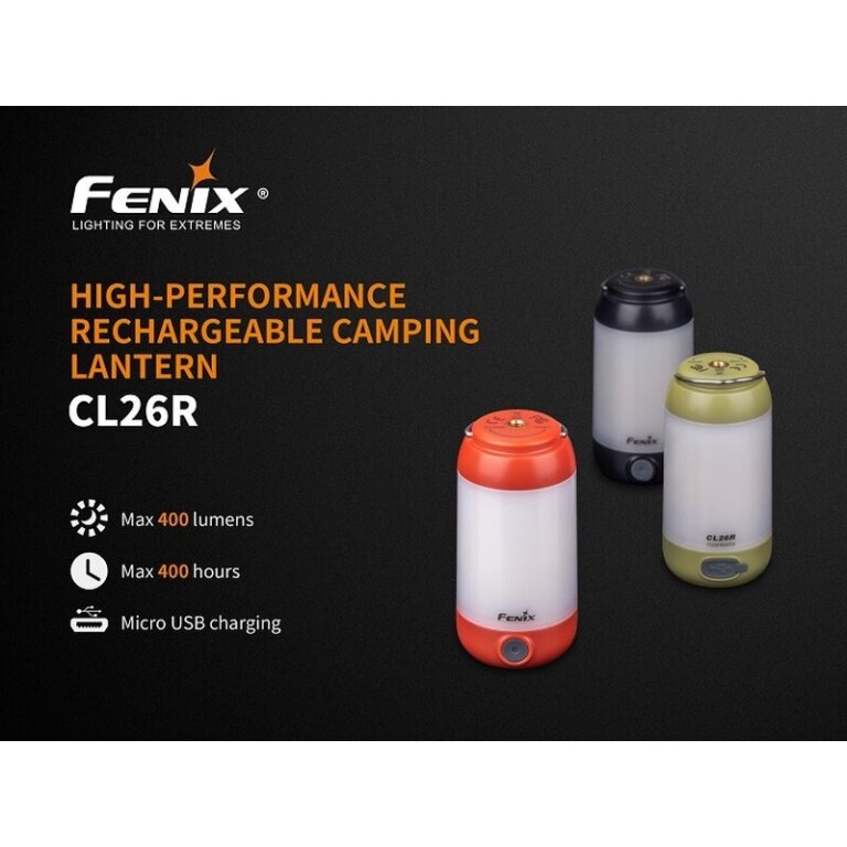 Fenix Campingleuchte CL26R LED 400 Lumen mit USB Anschluss schwarz
