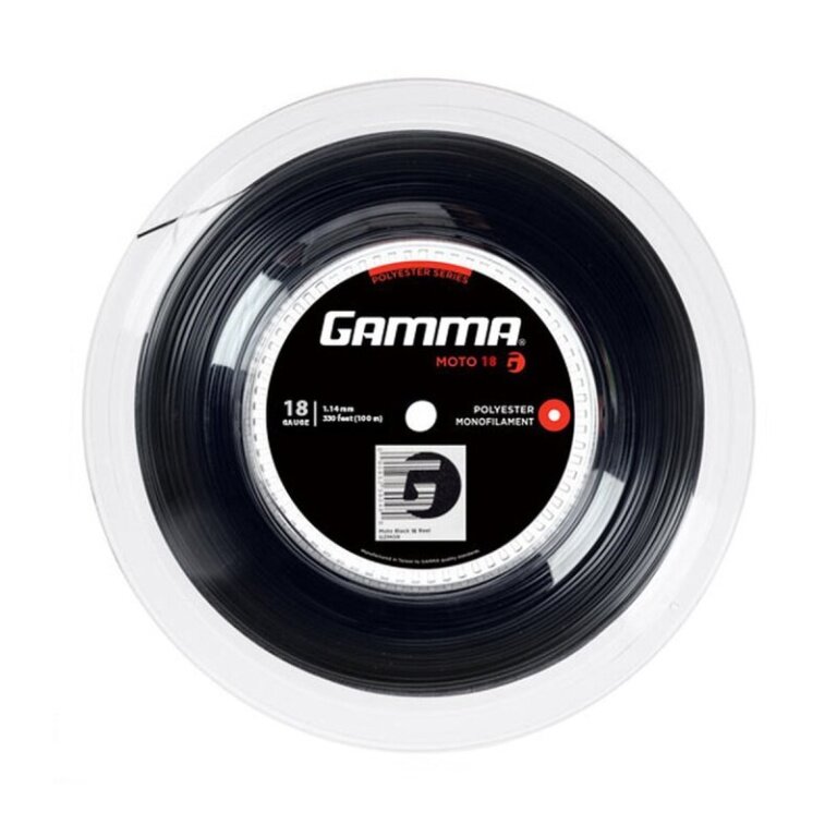 Gamma Tennissaite Moto (Haltbarkeit+Spin) schwarz 100m Rolle