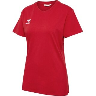 hummel Sport/Freizeit-Shirt hmlGO 2.0 (Bio-Baumwolle, klassisch Design) Kurzarm rot Damen