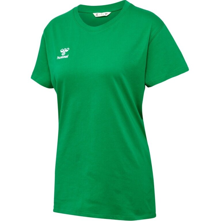 hummel Sport/Freizeit-Shirt hmlGO 2.0 (Bio-Baumwolle, klassisch Design) Kurzarm grün Damen