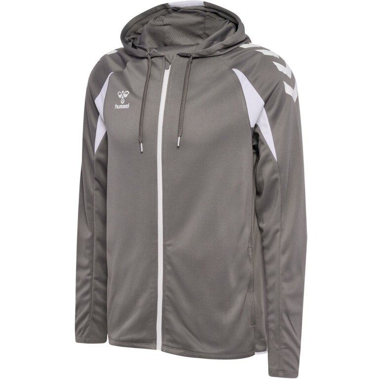 hummel Kapuzenpullover hmlCORE 2.0 Full-Zip Hoodie (100% rec. Polyester) grau/weiss Herren