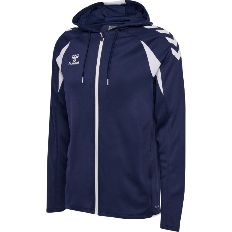 hummel Kapuzenpullover hmlCORE 2.0 Full-Zip Hoodie (100% rec. Polyester) marineblau/weiss Herren