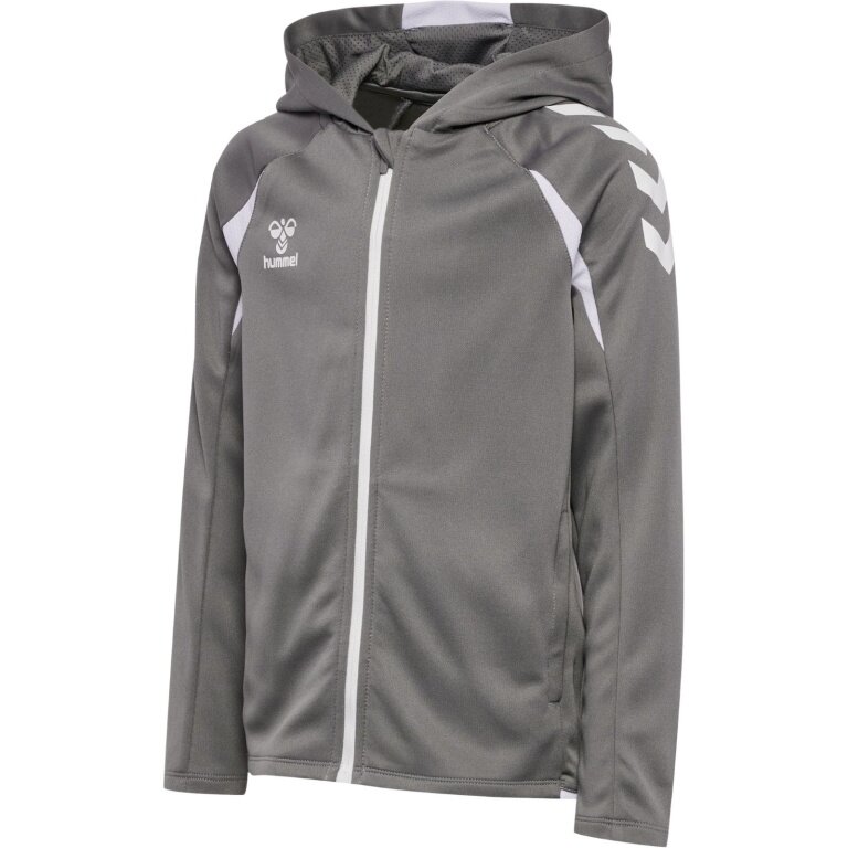 hummel Kapuzenpullover hmlCORE 2.0 Full-Zip Hoodie (100% rec. Polyester) grau/weiss Kinder