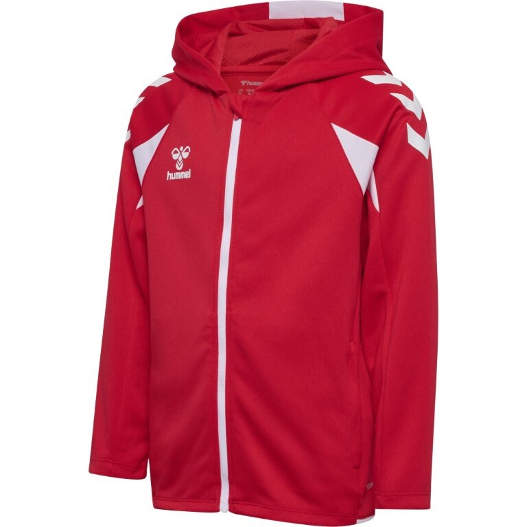 hummel Kapuzenpullover hmlCORE 2.0 Full-Zip Hoodie (100% rec. Polyester) rot/weiss Kinder