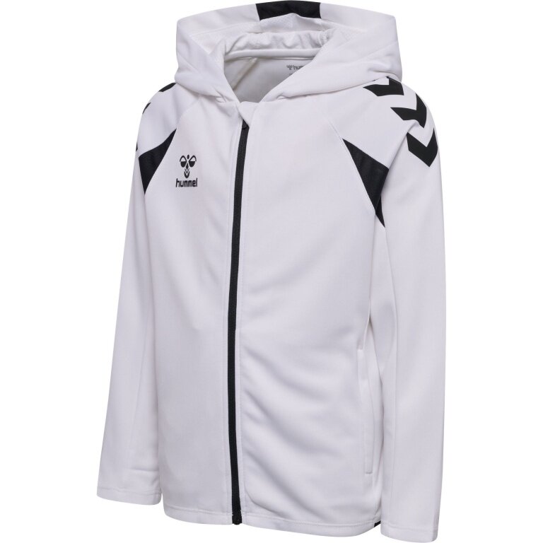 hummel Kapuzenpullover hmlCORE 2.0 Full-Zip Hoodie (100% rec. Polyester) weiss/schwarz Kinder