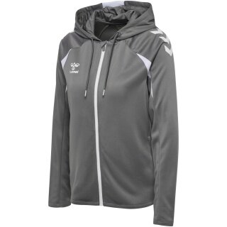 hummel Kapuzenpullover hmlCORE 2.0 Full-Zip Hoodie (100% rec. Polyester) grau/weiss Damen
