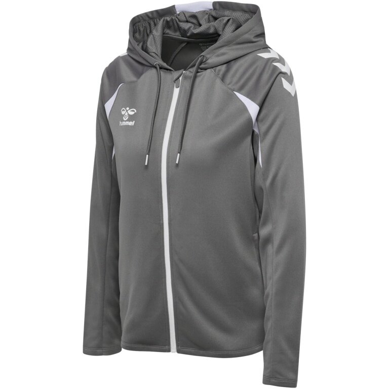 hummel Kapuzenpullover hmlCORE 2.0 Full-Zip Hoodie (100% rec. Polyester) grau/weiss Damen