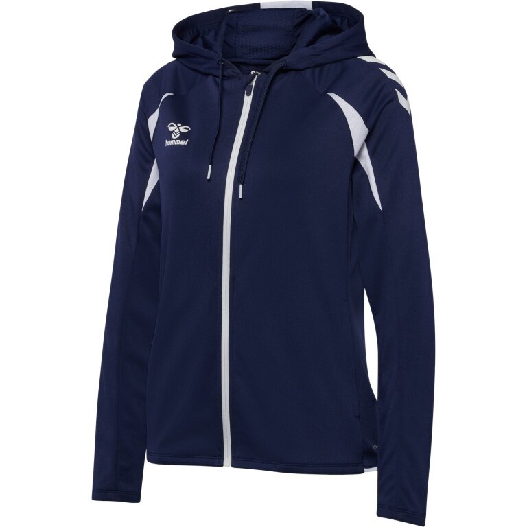 hummel Kapuzenpullover hmlCORE 2.0 Full-Zip Hoodie (100% rec. Polyester) marineblau/weiss Damen