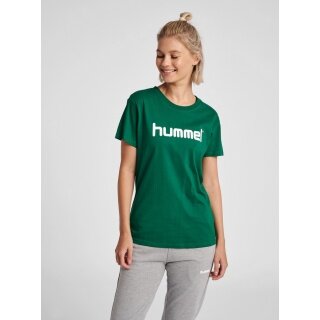 hummel Sport/Freizeit-Shirt hmlGO Cotton Big Logo (Baumwolle) Kurzarm dunkelgrün Damen