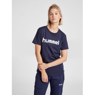hummel Sport/Freizeit-Shirt hmlGO Cotton Big Logo (Baumwolle) Kurzarm marineblau Damen