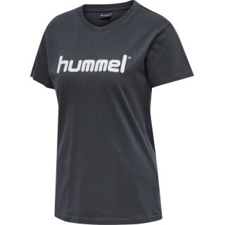 hummel Sport/Freizeit-Shirt hmlGO Cotton Big Logo (Baumwolle) Kurzarm dunkelgrau Damen