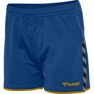 hummel Sporthose hmlAUTHENTIC Poly Shorts (leichter Jerseystoff, ohne Seitentaschen) Kurz blau/gelb Damen