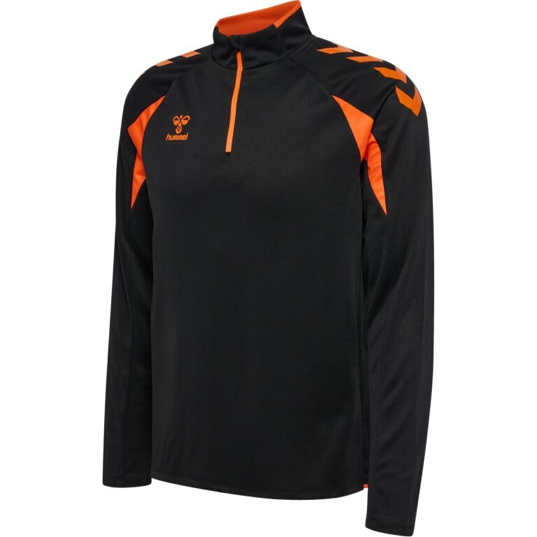 hummel Sport-Langarmshirt hmlCORE 2.0 Half Zip (optimale Bewegungsfreiheit) schwarz/orange Herren