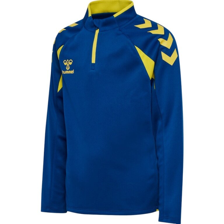 hummel Sport-Langarmshirt hmlCORE 2.0 Half Zip (optimale Bewegungsfreiheit) blau/gelb Jungen