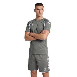 hummel Sport-Shirt hmlCORE 2.0 (rec. Polyester, optimale Bewegungsfreiheit) kurzarm grau/weiss Herren
