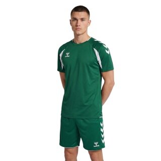 hummel Sport-Shirt hmlCORE 2.0 (rec. Polyester, optimale Bewegungsfreiheit) kurzarm dunkelgrün/weiss Herren
