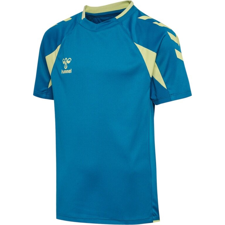 hummel Sport-Shirt hmlCORE 2.0 (rec. Polyester, optimale Bewegungsfreiheit) kurzarm blau/limegrün Jungen