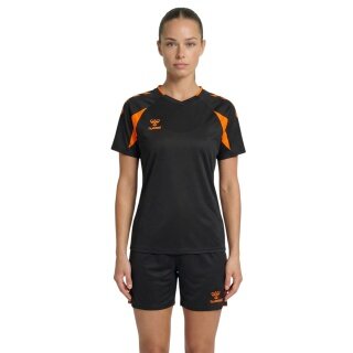 hummel Sport-Shirt hmlCORE 2.0 (rec. Polyester, optimale Bewegungsfreiheit) schwarz/orange Damen