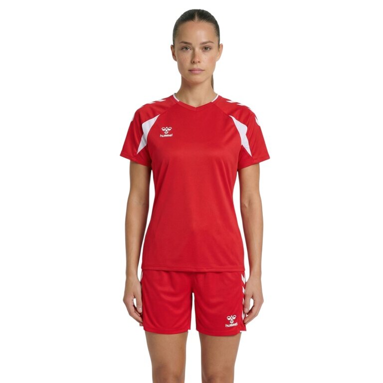 hummel Sport-Shirt hmlCORE 2.0 (rec. Polyester, optimale Bewegungsfreiheit) rot/weiss Damen